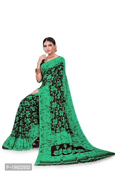 Beautiful Green Georgette  Self Pattern Saree For Women-thumb4