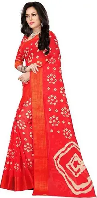 Beautiful Red Cotton Silk  Self Pattern Saree For Women-thumb1