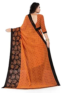 Beautiful Orange Georgette  Self Pattern Saree For Women-thumb3