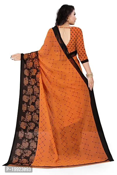 Beautiful Orange Georgette  Self Pattern Saree For Women-thumb4