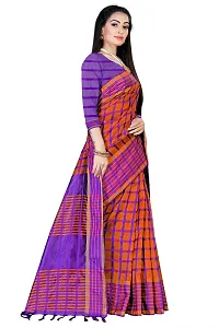 Beautiful Orange Cotton Silk  Self Pattern Saree For Women-thumb2