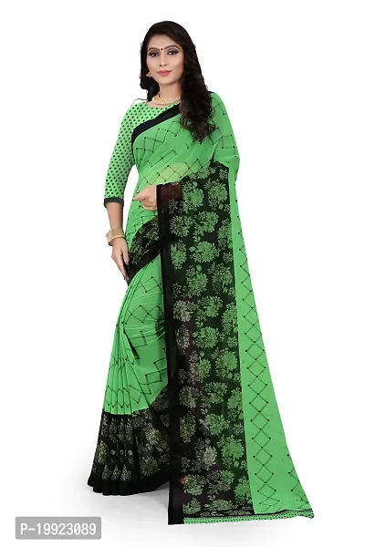 Beautiful Green Georgette  Self Pattern Saree For Women-thumb0