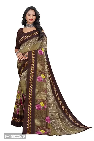 Beautiful Brown Georgette  Self Pattern Saree For Women-thumb0