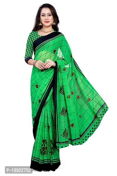 Beautiful Green Georgette  Self Pattern Saree For Women-thumb4