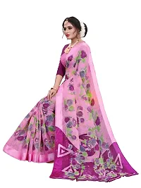 Beautiful Pink Cotton Blend  Self Pattern Saree For Women-thumb1