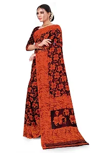 Beautiful Orange Georgette  Self Pattern Saree For Women-thumb2