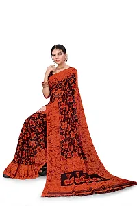 Beautiful Orange Georgette  Self Pattern Saree For Women-thumb3