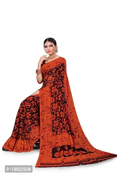 Beautiful Orange Georgette  Self Pattern Saree For Women-thumb4