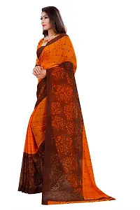 Beautiful Orange Georgette  Self Pattern Saree For Women-thumb2