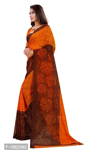 Beautiful Orange Georgette  Self Pattern Saree For Women-thumb3