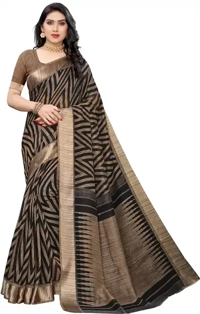 Beautiful Striped Cotton Blend Sarees with Blouse Piece