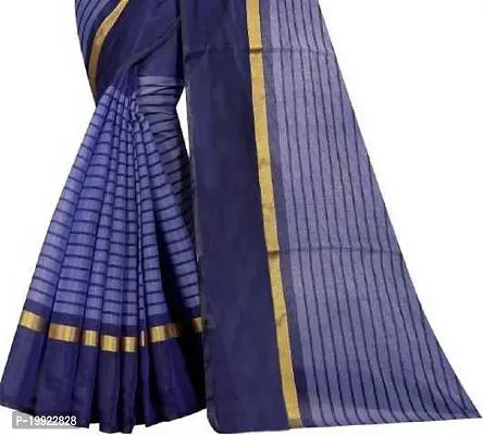 Beautiful Blue Polycotton  Self Pattern Saree For Women-thumb4