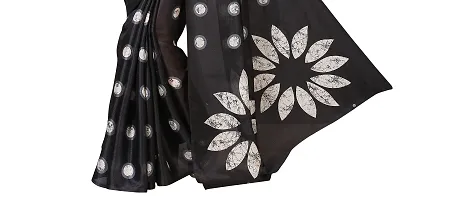 Beautiful Black Khadi  Self Pattern Saree For Women-thumb3