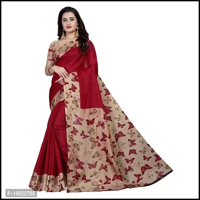 Beautiful Red Khadi  Self Pattern Saree For Women