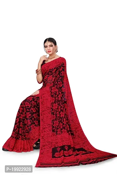 Beautiful Red Georgette  Self Pattern Saree For Women-thumb4