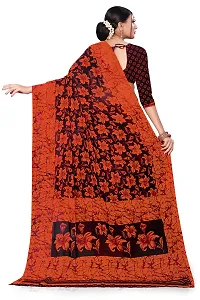 Beautiful Orange Georgette  Self Pattern Saree For Women-thumb4