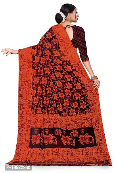 Beautiful Orange Georgette  Self Pattern Saree For Women-thumb5