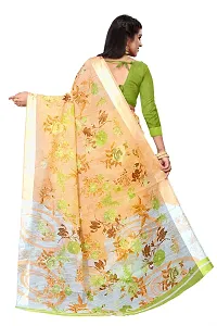 Beautiful Beige Cotton Blend  Self Pattern Saree For Women-thumb3