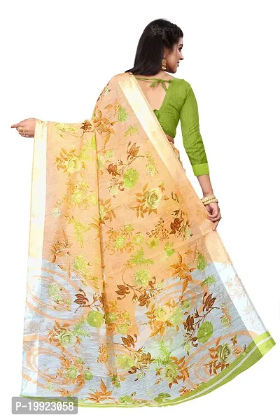 Beautiful Beige Cotton Blend  Self Pattern Saree For Women-thumb4