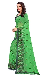 Beautiful Green Georgette  Self Pattern Saree For Women-thumb3