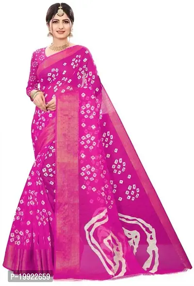 Beautiful Pink Cotton Silk  Self Pattern Saree For Women