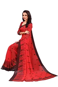 Beautiful Red Georgette  Self Pattern Saree For Women-thumb4