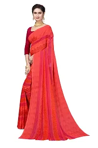 Beautiful Pink Georgette  Self Pattern Saree For Women-thumb1