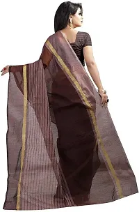 Beautiful Brown Polycotton  Self Pattern Saree For Women-thumb2