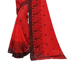 Beautiful Red Georgette  Self Pattern Saree For Women-thumb1