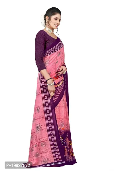 Beautiful Pink Georgette  Self Pattern Saree For Women-thumb3