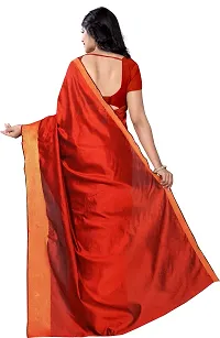 Beautiful Orange Cotton Blend  Self Pattern Saree For Women-thumb3