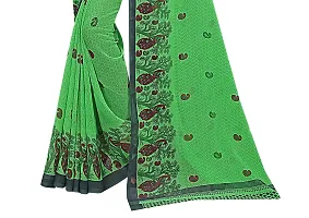 Beautiful Green Georgette  Self Pattern Saree For Women-thumb1