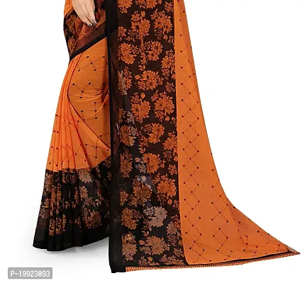 Beautiful Orange Georgette  Self Pattern Saree For Women-thumb2