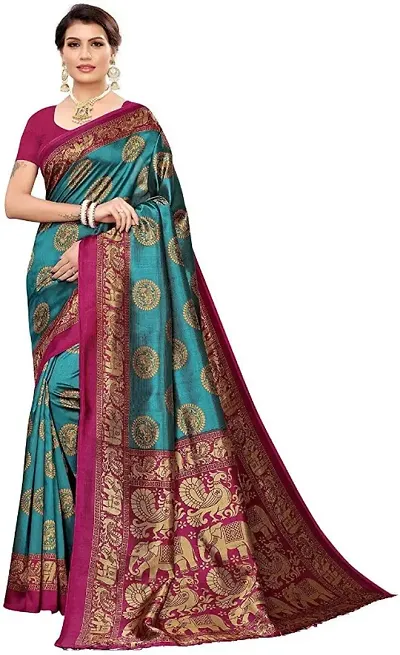 Stylish Mysore Silk Printed Saree With Blouse Piece