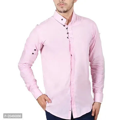 Reliable Pink Cotton Solid Long Sleeves Casual Shirts For Men-thumb0