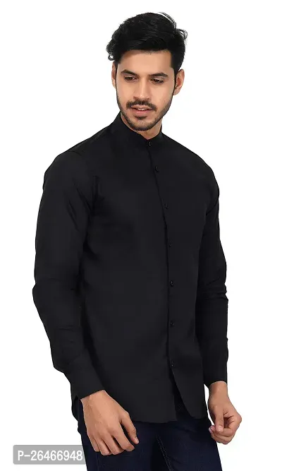 Reliable Black Cotton Solid Long Sleeves Casual Shirts For Men