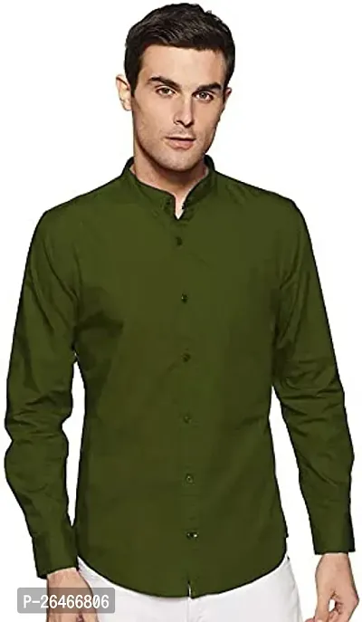 Reliable Green Cotton Solid Long Sleeves Casual Shirts For Men