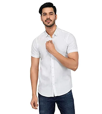 Mens Cotton Solid Half Sleeve Shirt