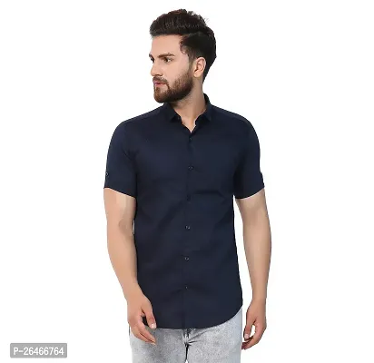 Reliable Black Cotton Solid Short Sleeves Casual Shirts For Men-thumb0