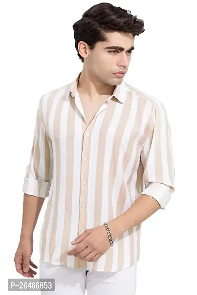 Reliable White Cotton Striped Long Sleeves Casual Shirts For Men-thumb0