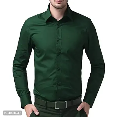 Reliable Green Cotton Solid Short Sleeves Casual Shirts For Men-thumb0