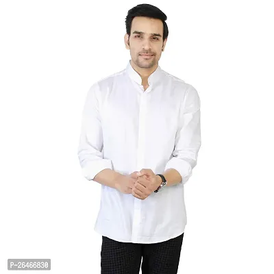 Reliable White Cotton Solid Long Sleeves Casual Shirts For Men-thumb0