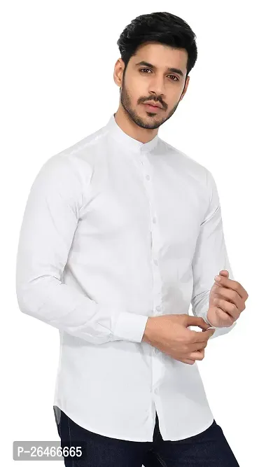 Reliable White Cotton Solid Long Sleeves Casual Shirts For Men-thumb0