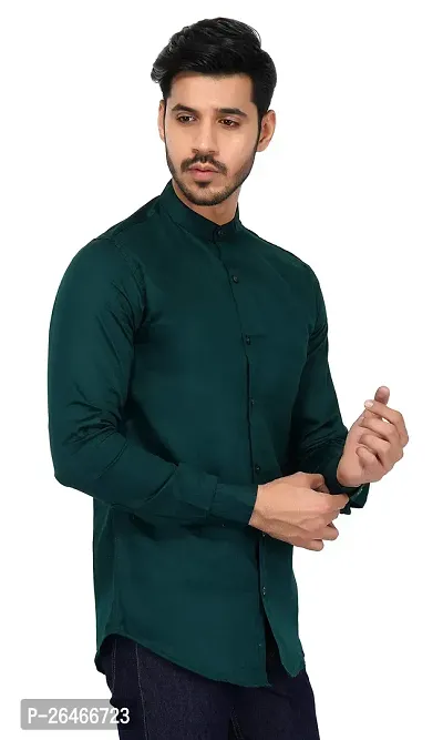 Reliable Green Cotton Solid Long Sleeves Casual Shirts For Men