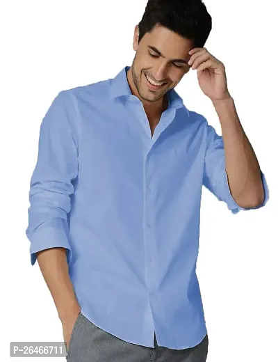 Reliable Blue Cotton Solid Long Sleeves Casual Shirts For Men