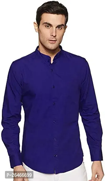 Reliable Blue Cotton Solid Long Sleeves Casual Shirts For Men