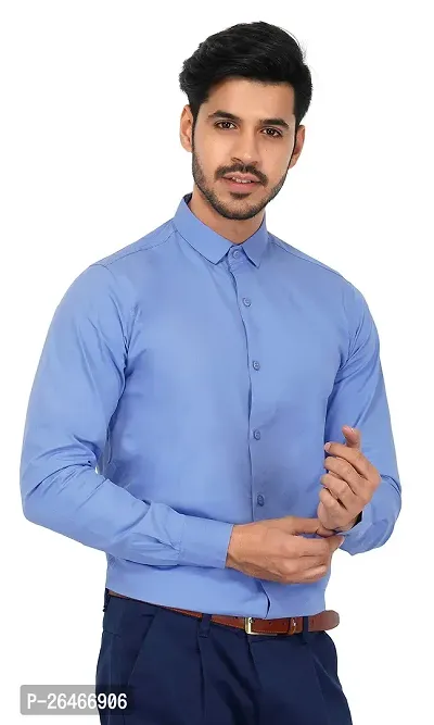 Reliable Blue Cotton Solid Long Sleeves Casual Shirts For Men