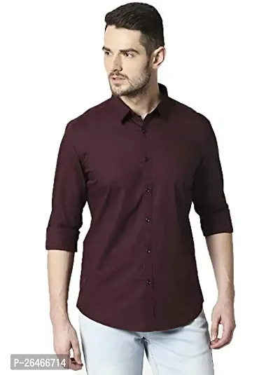 Reliable Brown Cotton Solid Long Sleeves Casual Shirts For Men