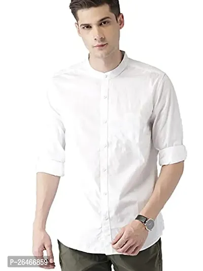 Reliable White Cotton Solid Long Sleeves Casual Shirts For Men-thumb0