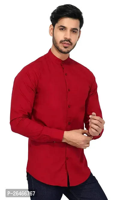 Reliable Red Cotton Solid Long Sleeves Casual Shirts For Men